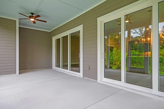 view of patio / terrace featuring ceiling fan