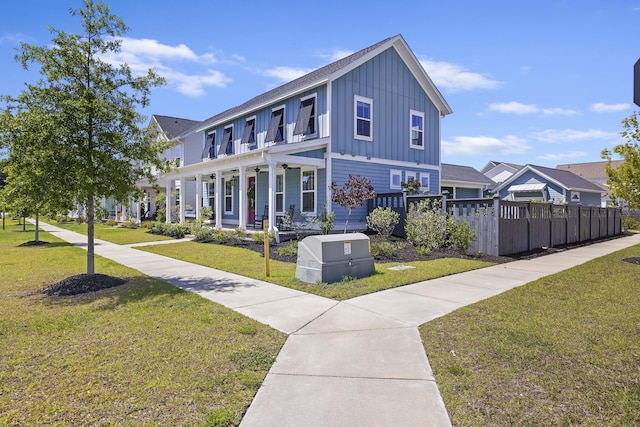 view of front of house featuring board and batten siding and covered porch