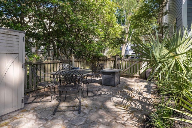 view of patio / terrace with fence and outdoor dining space