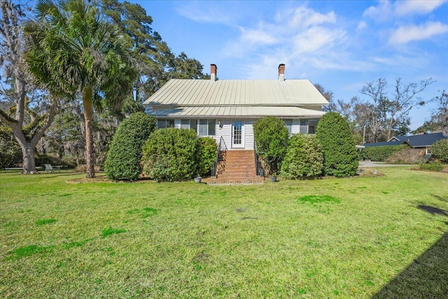 bungalow with a front lawn