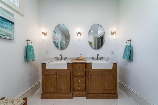 764 Post Oak Dr, Mount Pleasant, SC 29464 - full bathroom featuring marble finish floors, double vanity, and baseboards