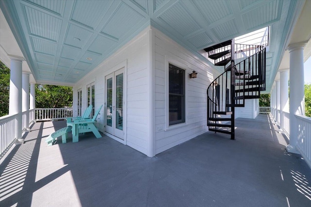 764 Post Oak Dr, Mount Pleasant, SC 29464 - covered porch featuring stairway and french doors