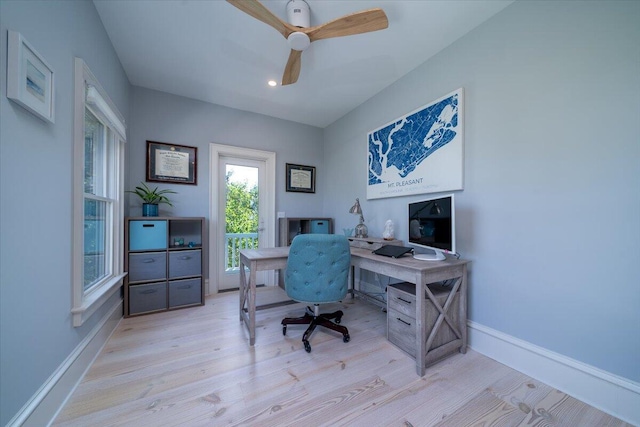 764 Post Oak Dr, Mount Pleasant, SC 29464 - office space with wood finished floors, baseboards, ceiling fan, and recessed lighting