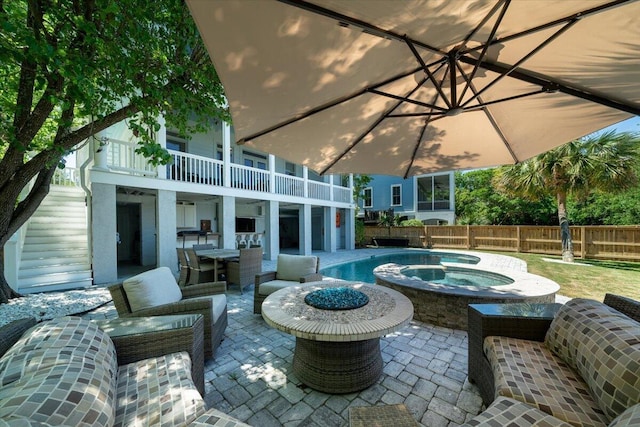 764 Post Oak Dr, Mount Pleasant, SC 29464 - view of patio / terrace featuring a balcony, an in-ground hot tub, and an outdoor hangout area