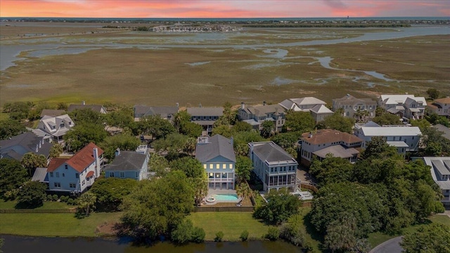 764 Post Oak Dr, Mount Pleasant, SC 29464 - aerial view at dusk of a residential view and a water view