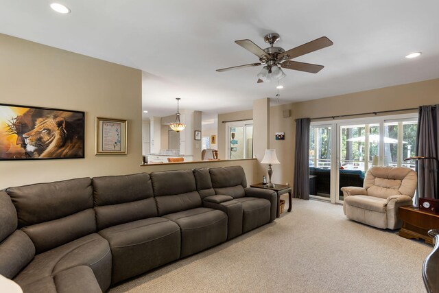 2653 Seabrook Island Rd, Seabrook Island, SC 29455 - living room with carpet floors, recessed lighting, and a ceiling fan