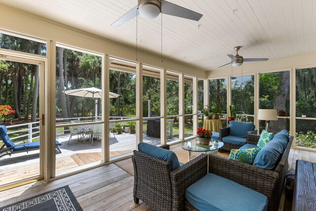 2653 Seabrook Island Rd, Seabrook Island, SC 29455 - sunroom / solarium with ceiling fan and outdoor lounge area