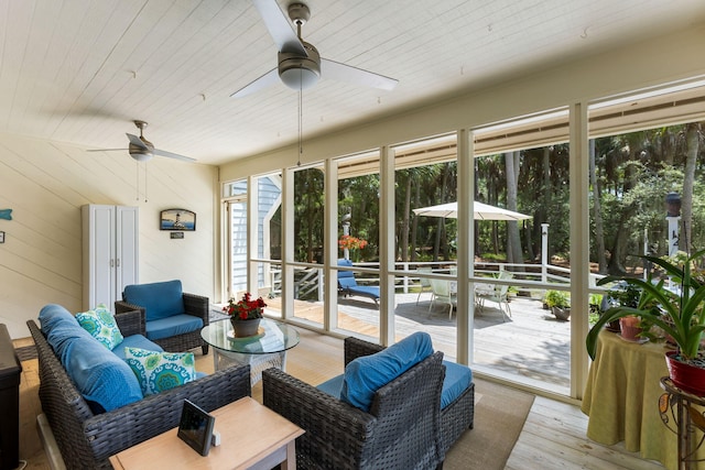 2653 Seabrook Island Rd, Seabrook Island, SC 29455 - sunroom / solarium featuring ceiling fan, an outdoor living space, and outdoor dining area