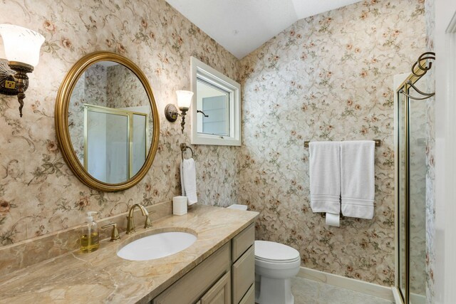 2653 Seabrook Island Rd, Seabrook Island, SC 29455 - bathroom with tile patterned floors, a shower stall, vanity, toilet, and baseboards