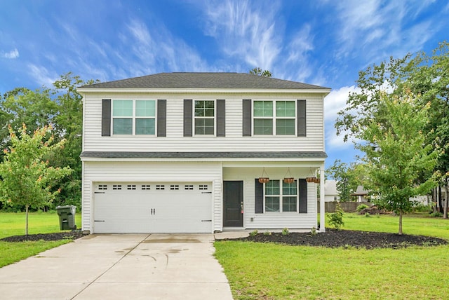 717 Butter Rd, Bonneau, SC 29431 - view of front facade with a front lawn, driveway, an attached garage, and a shingled roof