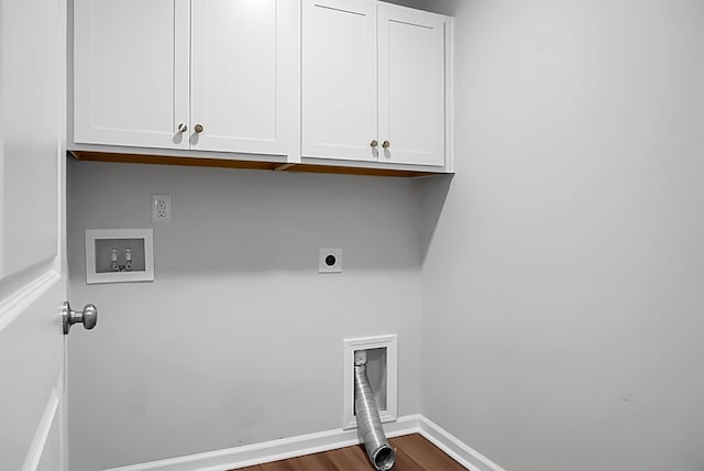 717 Butter Rd, Bonneau, SC 29431 - washroom featuring electric dryer hookup, washer hookup, cabinet space, and dark wood finished floors