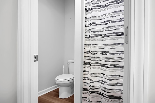 717 Butter Rd, Bonneau, SC 29431 - bathroom with wood finished floors and a shower with shower curtain