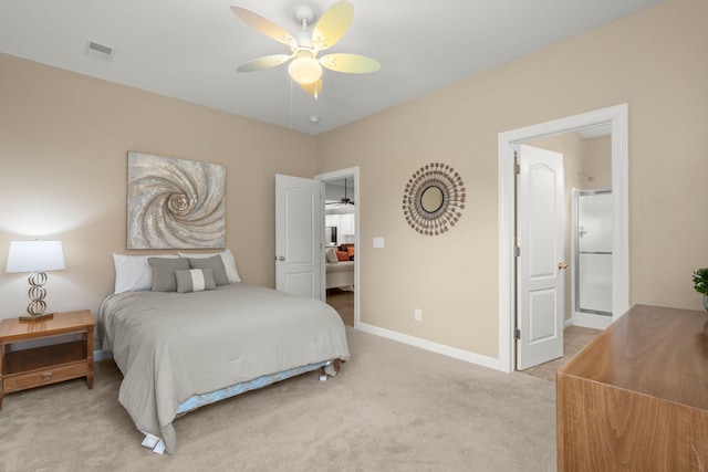 2772 Latrobe Ct, Mount Pleasant, SC 29466 - bedroom with light carpet, baseboards, ceiling fan, and ensuite bath