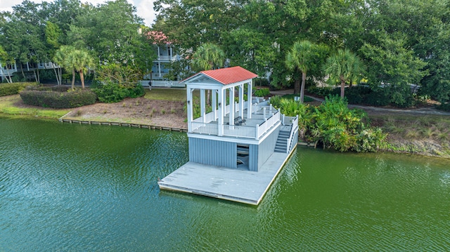 view of dock featuring a water view