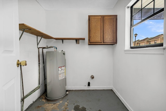 utility room featuring water heater