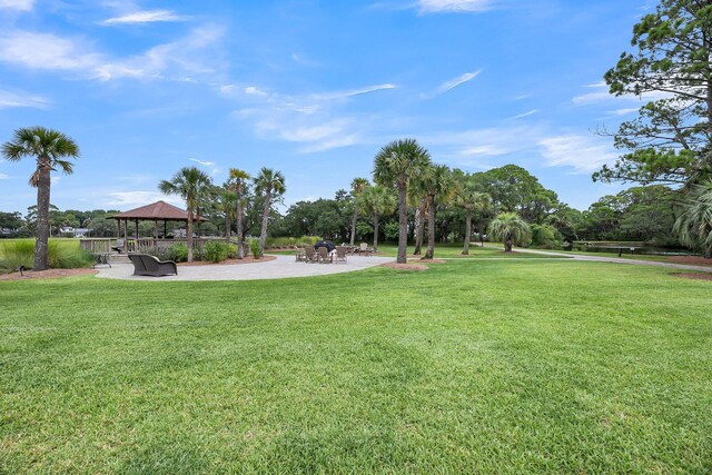 view of yard featuring a patio area and a gazebo