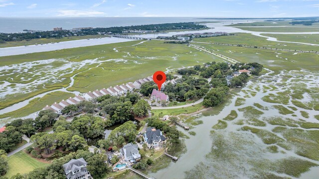 bird's eye view featuring a water view