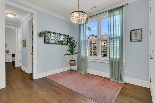 1325 Whisker Pole Ln, Mount Pleasant, SC 29466 - interior space featuring a chandelier, dark wood-type flooring, ornamental molding, and baseboards