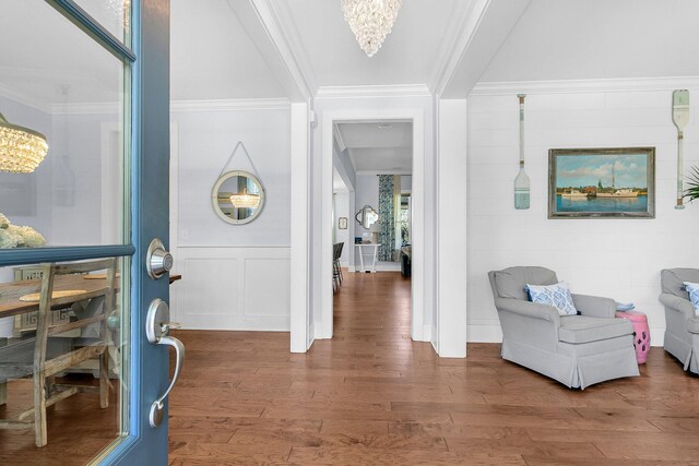 1325 Whisker Pole Ln, Mount Pleasant, SC 29466 - entrance foyer featuring a chandelier, wood finished floors, and ornamental molding