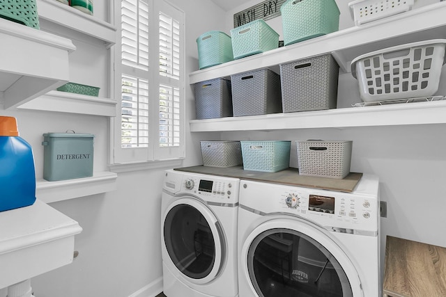 laundry room featuring washing machine and dryer