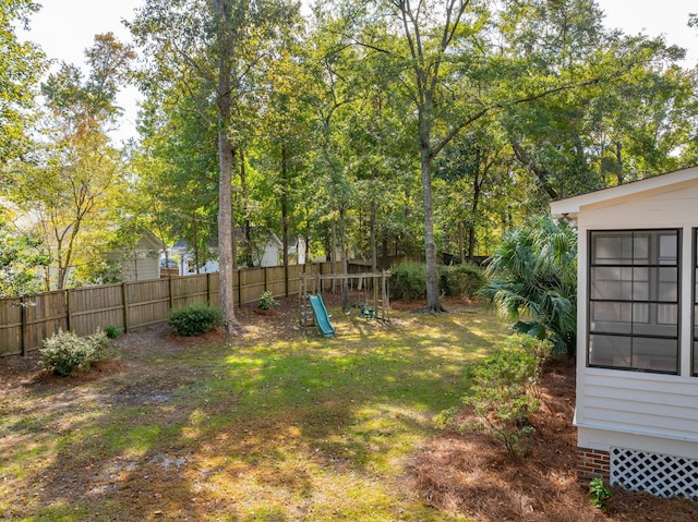 view of yard with a playground