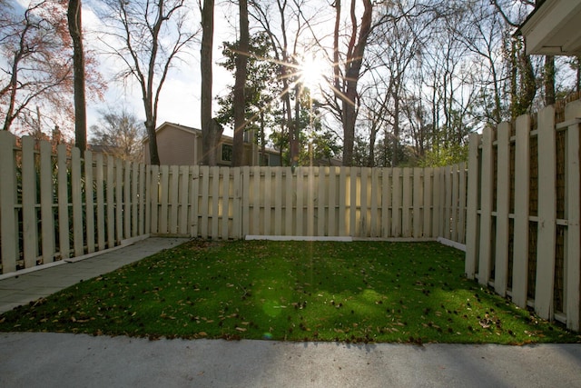 view of yard with a fenced backyard