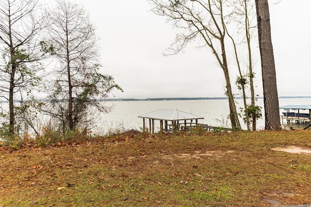 view of dock featuring a water view