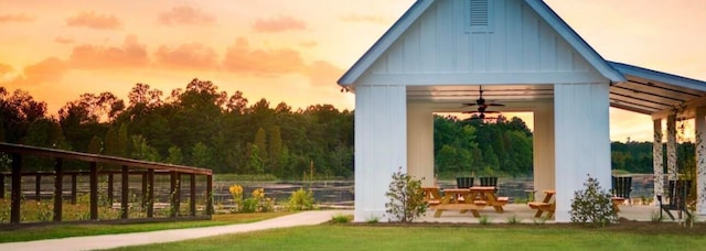 view of community featuring a gazebo and a yard