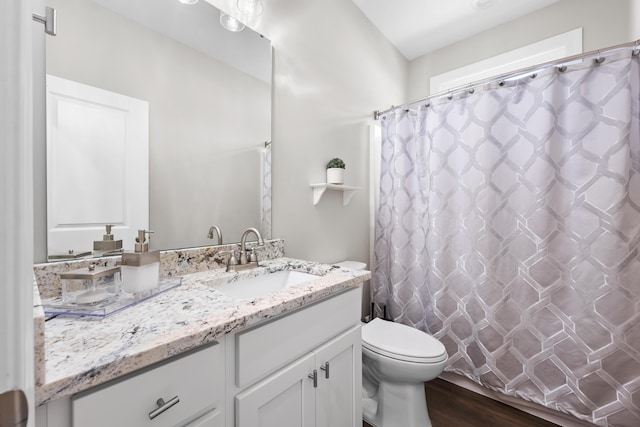 4319 Bream Rd, Charleston, SC 29418 - bathroom with vanity, wood finished floors, and a shower with shower curtain