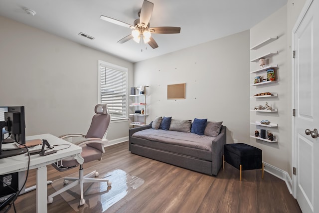 4319 Bream Rd, Charleston, SC 29418 - home office with a ceiling fan and wood finished floors