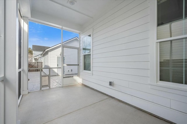 view of unfurnished sunroom