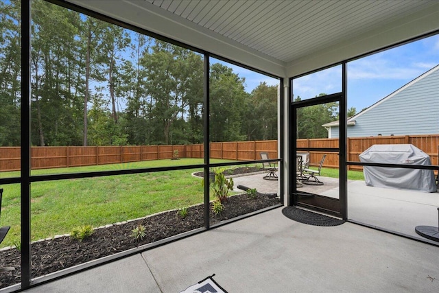 view of unfurnished sunroom