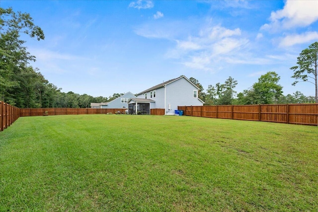 view of yard featuring a fenced backyard