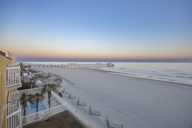 property view of water featuring a view of the beach