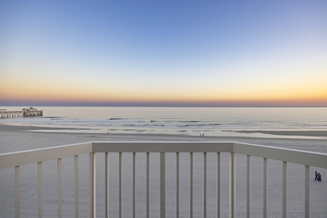 view of water feature with a view of the beach