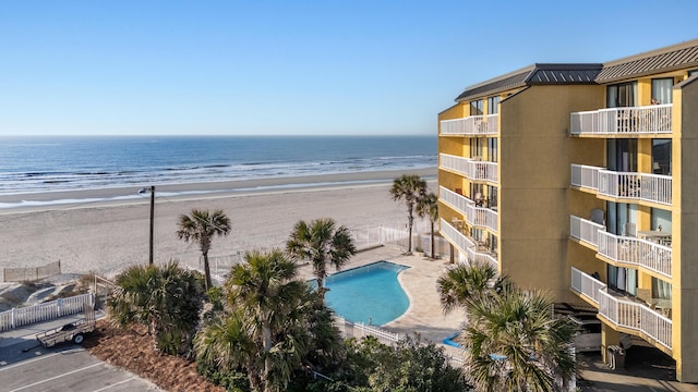 view of water feature featuring a beach view