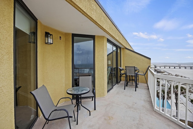 balcony with a water view