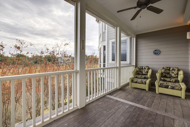 deck featuring ceiling fan