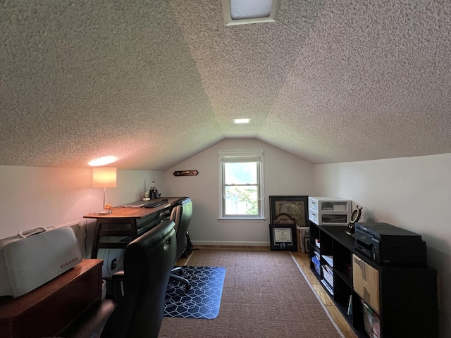 1039 Grand Concourse St, Charleston, SC 29412 - carpeted office featuring vaulted ceiling, a textured ceiling, and baseboards