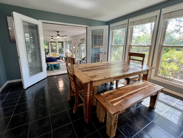 1039 Grand Concourse St, Charleston, SC 29412 - dining space featuring baseboards, plenty of natural light, a textured ceiling, and ceiling fan