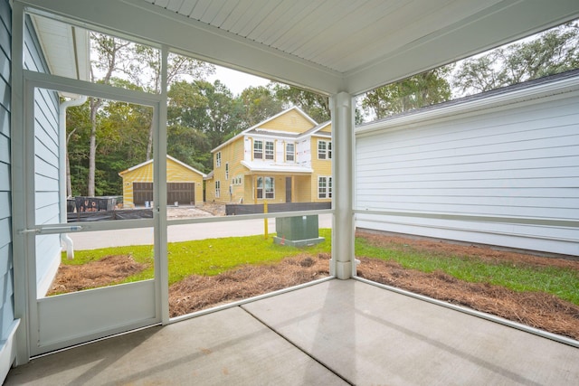 view of unfurnished sunroom