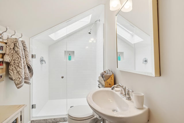 1612 John Fenwick Ln, Johns Island, SC 29455 - full bathroom featuring a skylight and a shower stall