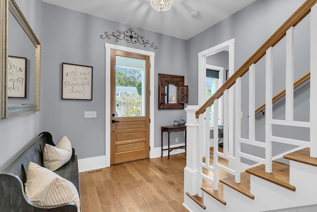 entrance foyer featuring light hardwood / wood-style flooring