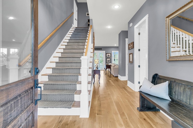 entrance foyer with light wood-type flooring