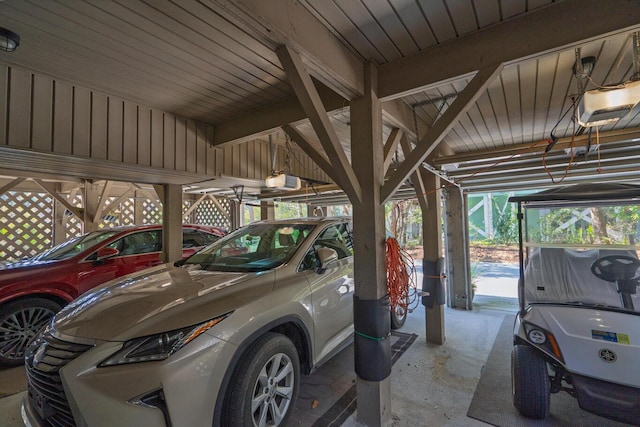 garage featuring a garage door opener