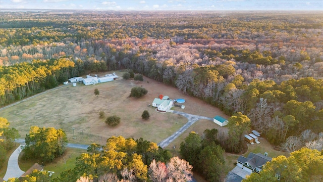 drone / aerial view with a forest view