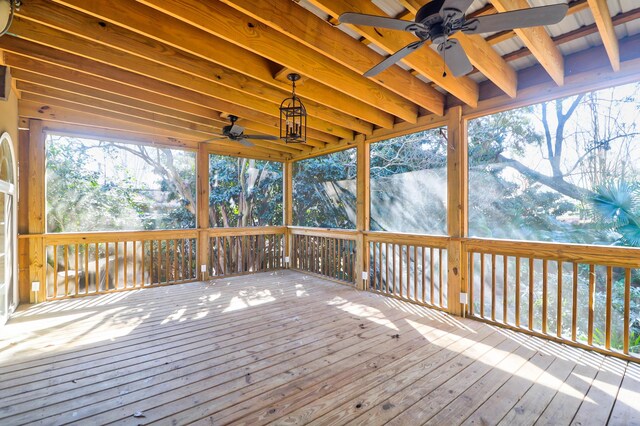 wooden terrace with ceiling fan