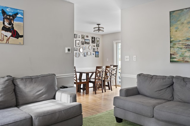 living room with light wood-type flooring