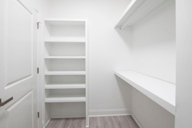 walk in closet featuring light hardwood / wood-style floors