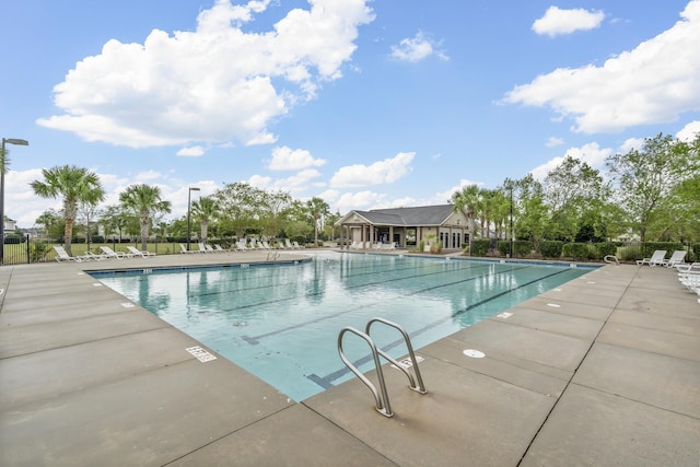 view of pool featuring a patio